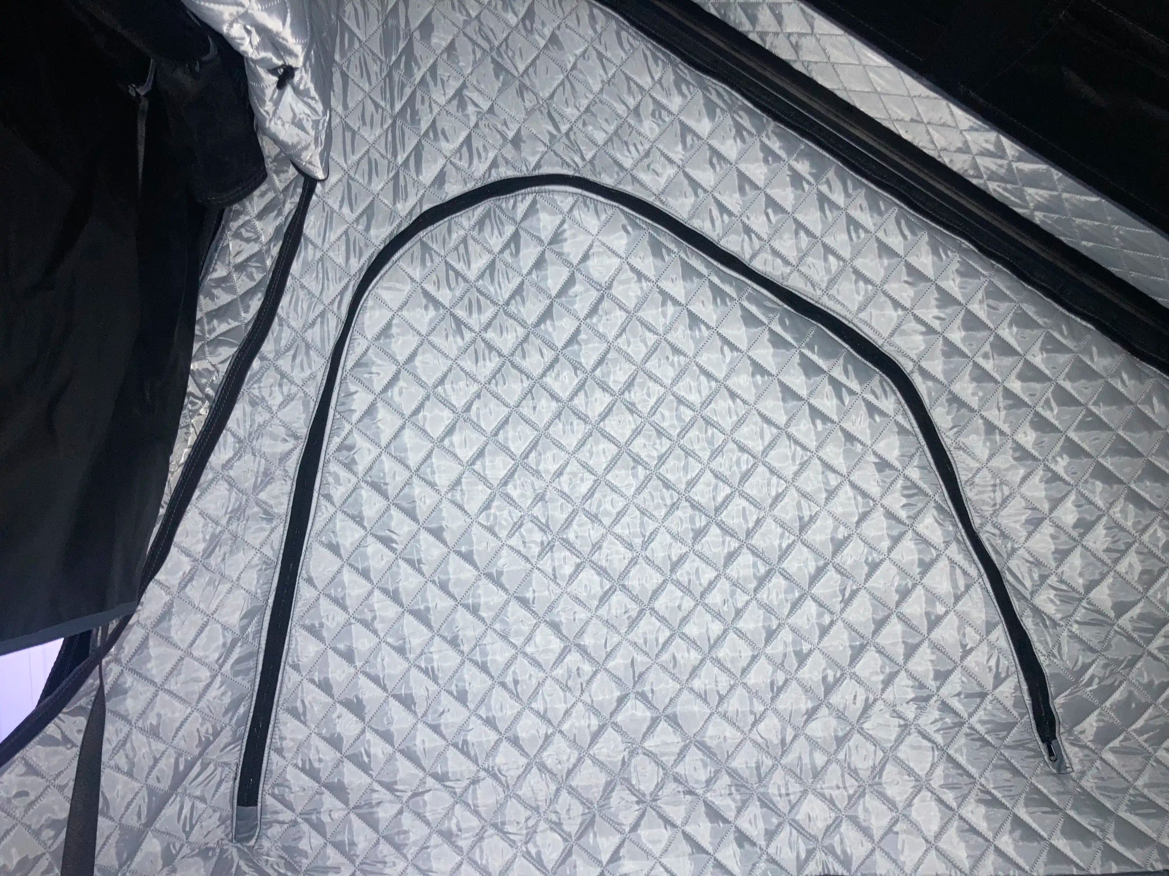 Close up of quilted thermal tent liner